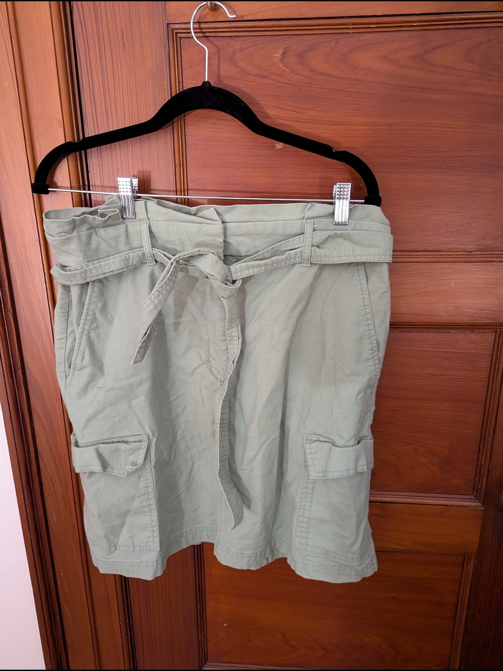 LOFT Olive Utility Cargo Shorts with Tie Belt